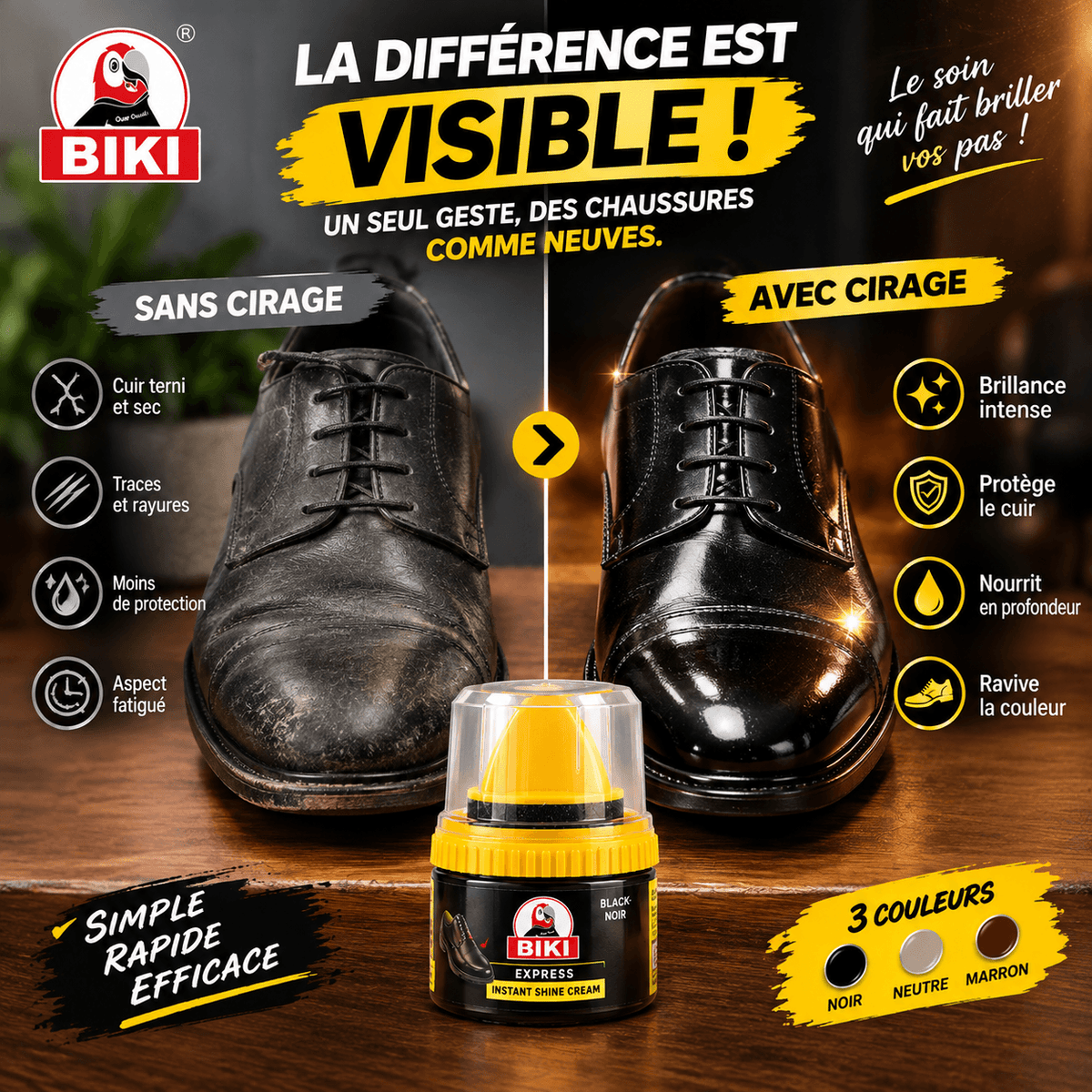 Pack de 3 Cirages — Vos Chaussures Ternes Redeviennent Éclatantes en Quelques Minutes