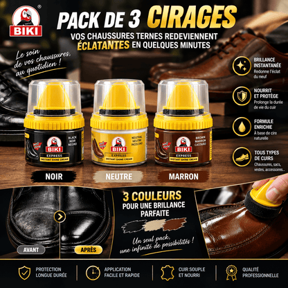 Pack de 3 Cirages — Vos Chaussures Ternes Redeviennent Éclatantes en Quelques Minutes