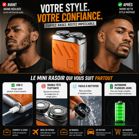🪒 RASOIR ÉCLAIR — Mini Rasoir Électrique Portable